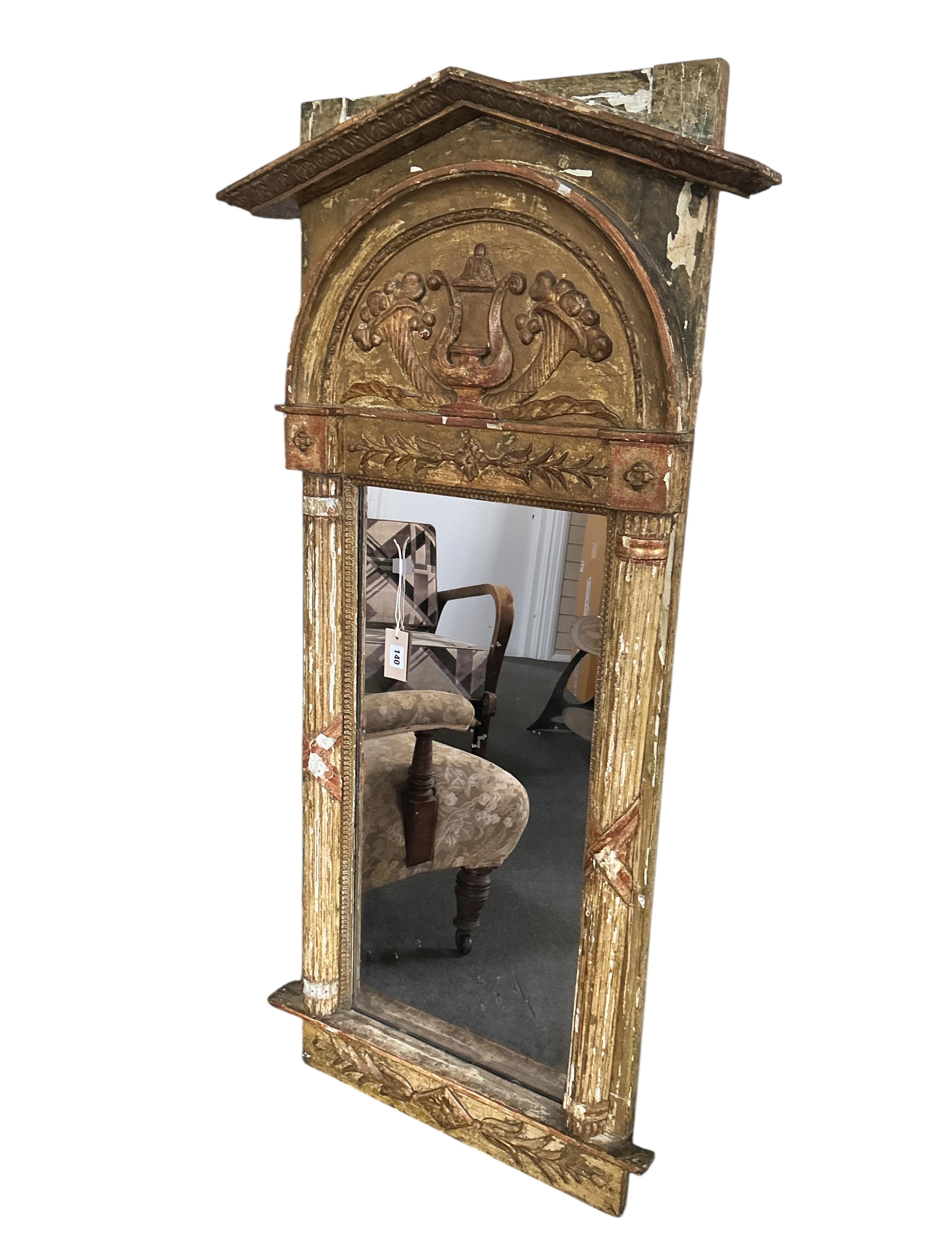 A 19th Italian giltwood and composition pier glass, width 70cm, height 140cm